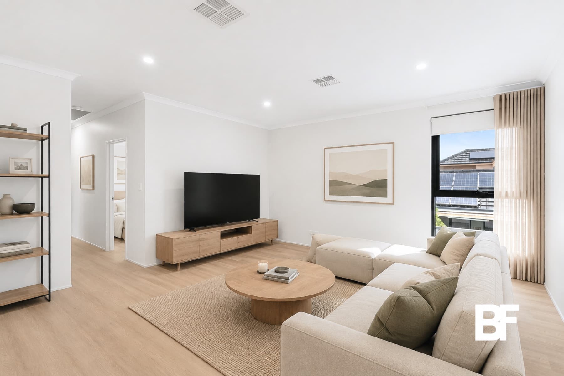 Neutral modern living room photographed by BASEFORM