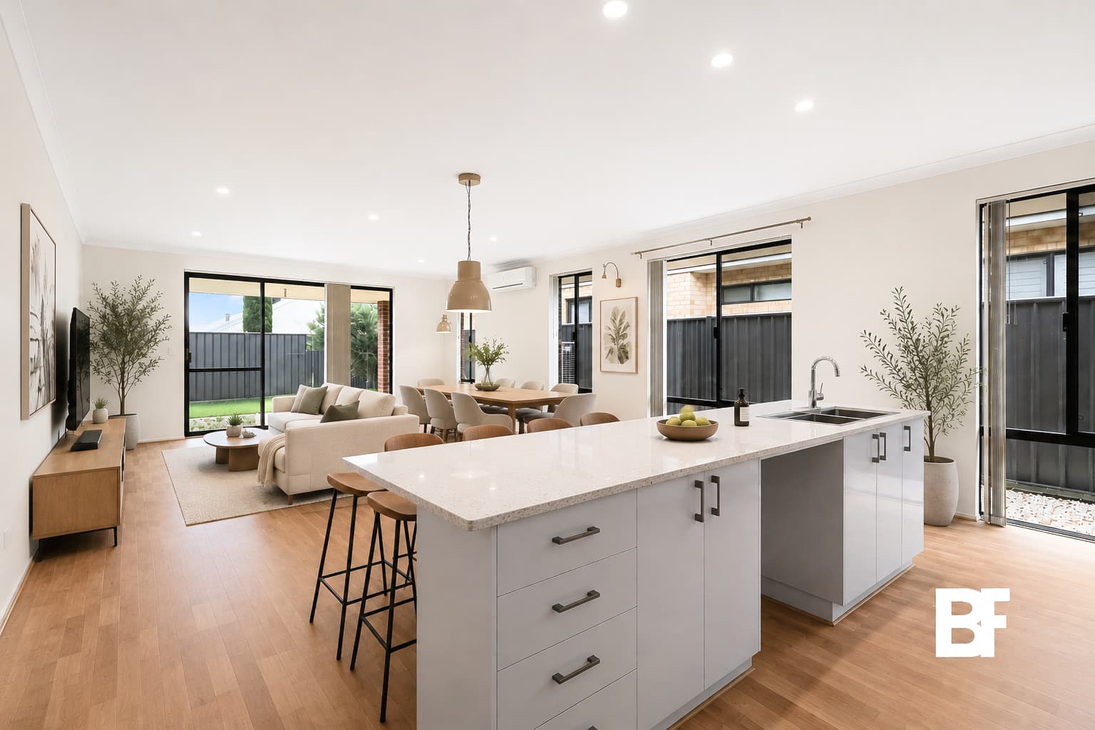 Bright open-plan Perth home photographed by BASEFORM Media